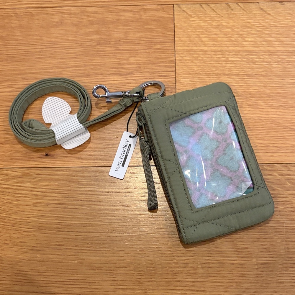Vera Bradley Olive ID Holder with Lanyard